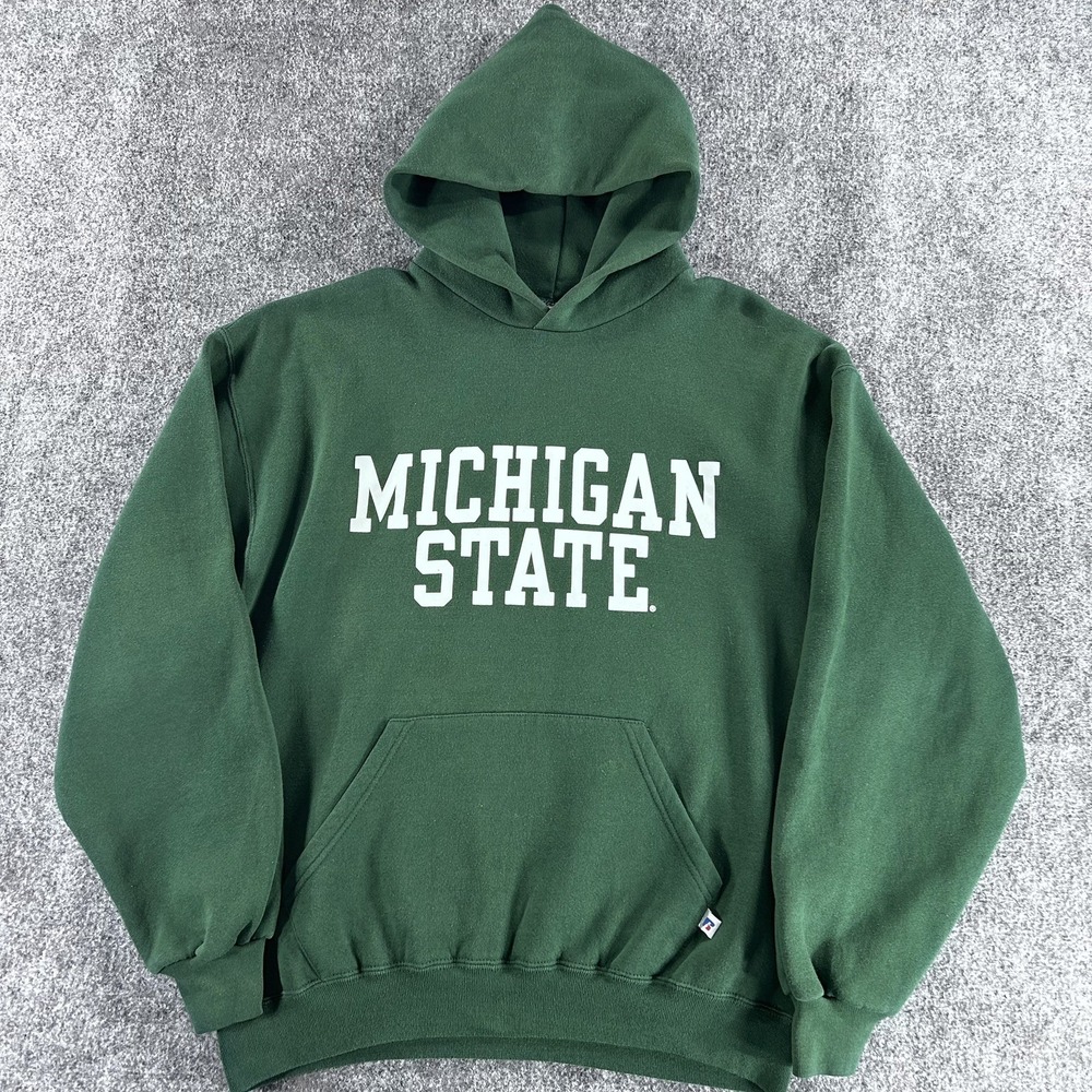 Vintage Russell Athletic Michigan State Spartans Hoodie - Green - Size L